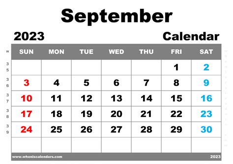 Free Printable September 2023 Calendar With Week Numbers Pdf