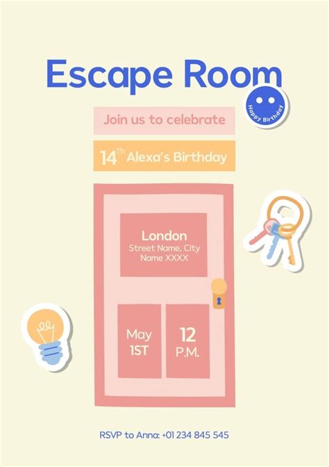 Customize And Download This Cute Pastel Escape Room Invitation Template