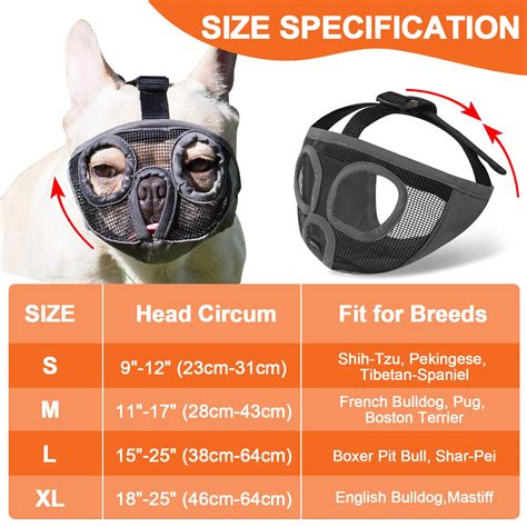 Snapklik.com : Short Snout Dog Muzzles- Bulldog Muzzle Breathable Mesh Dog Mask For Biting