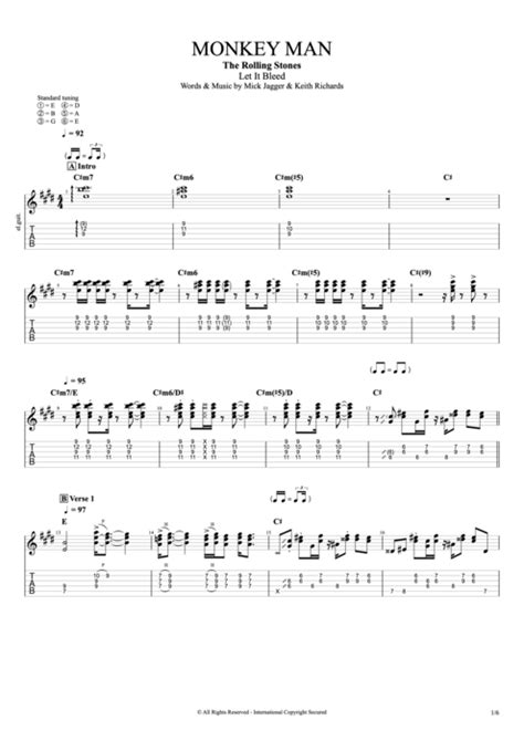 Monkey Man By The Rolling Stones Full Score Guitar Pro Tab