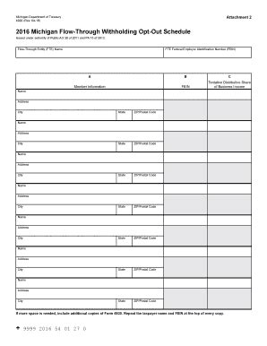 Fillable Online Michigan Michigan Flow Through Withholding