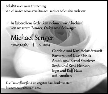 Traueranzeigen Von Michael Senger Trauerundgedenken De