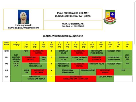 Jadual Waktu Kelas Sekolah Rendah Maira Rickard