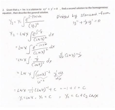 [solved] Given That Y 1 X 4 Is A Solution To X 2 Y 7xy