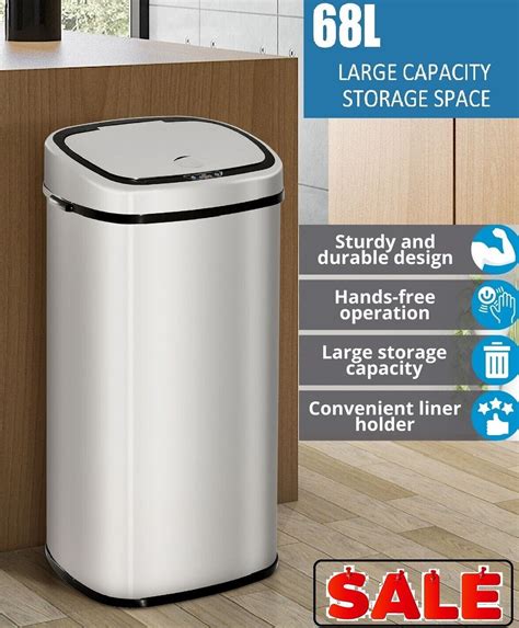 HOMCOM Automatic Sensor Bin 68L 48L Stainless Steel Dustbin Kitchen