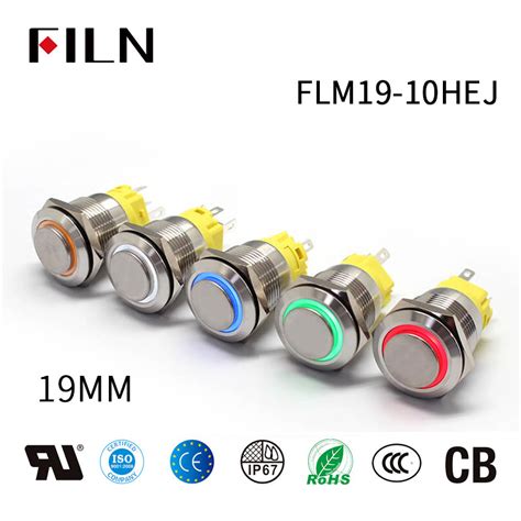 12V 19MM Momentary Black Push Button Switch