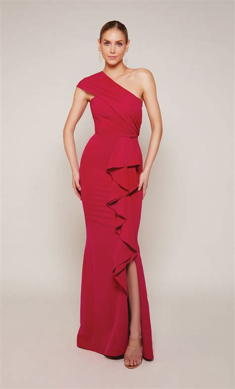 Formal Dress 27646 Long One Shoulder Straight Closed Back Alyce