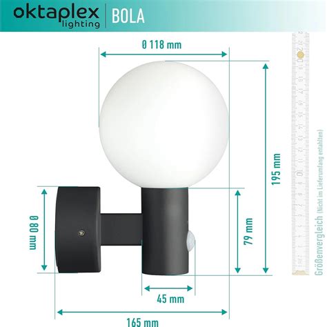 Oktaplex Alu Au Enleuchte Mit Sensor Bola Ip Lm Warmwei