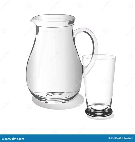 Glass Cup And Jug Vector Illustration Isolated On White Background