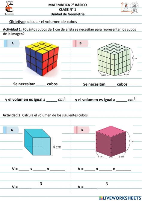 Worksheet Volumen De Cubos