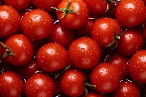 Premium AI Image A Close Up Of A Bunch Of Red Tomatoes With Water