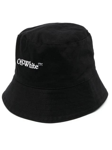 Off White Logo Embroidered Bucket Hat Farfetch