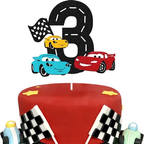 Buy Race Car 3rd Cake Topper For Racing Car Checkered Flag Themed Kids