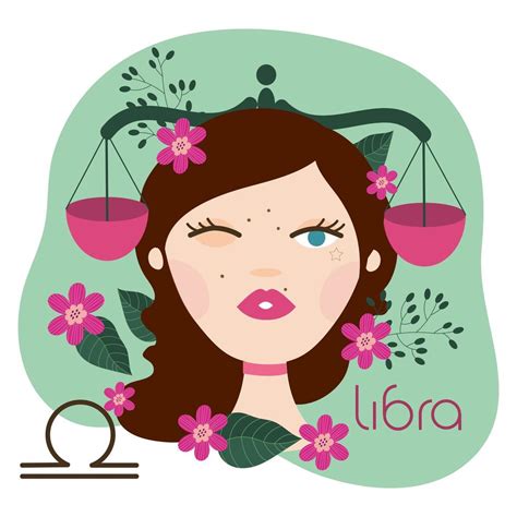 Beautiful Woman With Libra Zodiac Sign Vector Art At Vecteezy