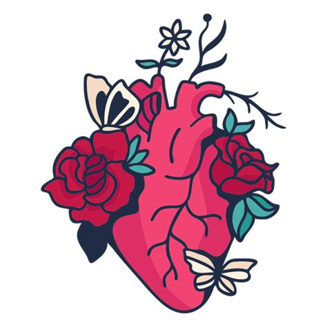 Diseño Png Y Svg De Flor Mariposa Corazón Símbolo Rojo Para Camisetas