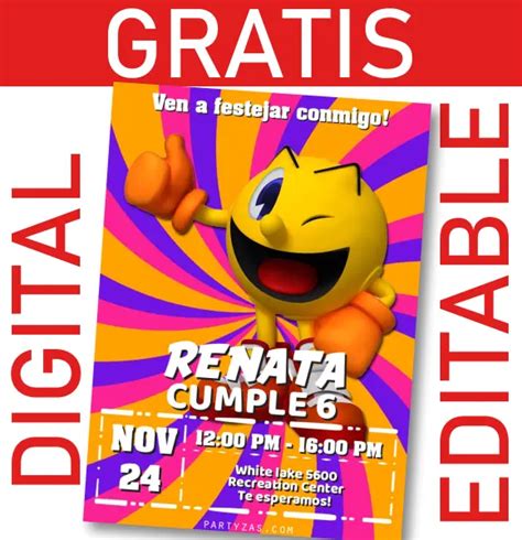 GRATIS Invitación Pacman Editable Digital