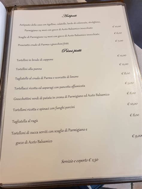 Menu Da La Spiga Ristorante Vignola