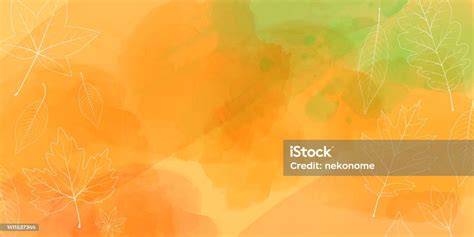 Vector Illustration Of Autumn Banner Background Botanical Leaves Line