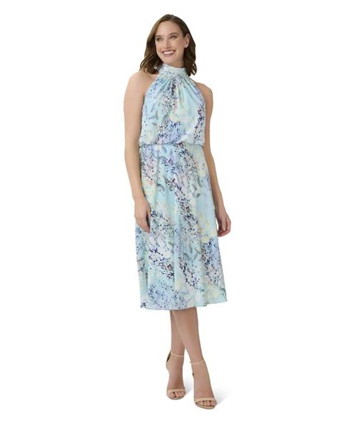 Adrianna Papell Watercolor Floral Midi Dress In Blue Lyst