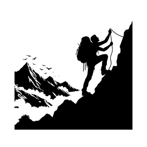 Une Illustration Vectorielle De La Silhouette D Un Homme Qui Grimpe