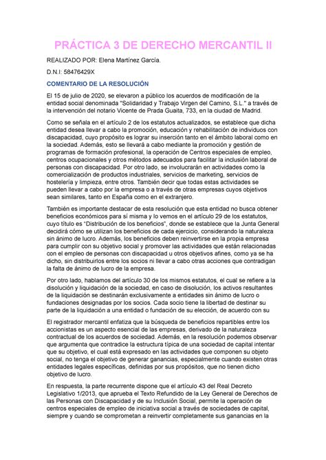 Práctica 3 DE Derecho Mercantil II PRÁCTICA 3 DE DERECHO MERCANTIL II