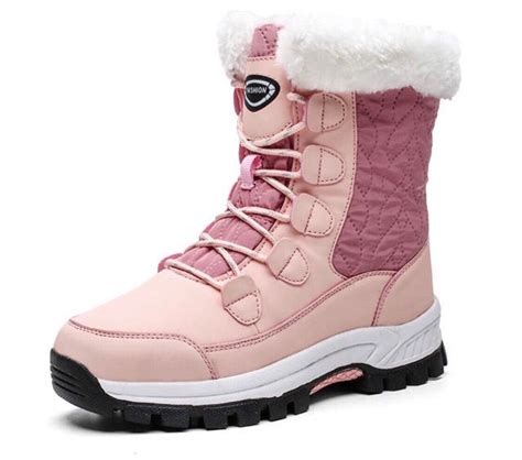 Women Mid Calf Waterproof Snow Boots Pink In 2020 Leather Boots Women Winter Boots Women