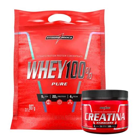 Combo Whey Protein 100 Pure 907g Creatina 150g Integralmedica