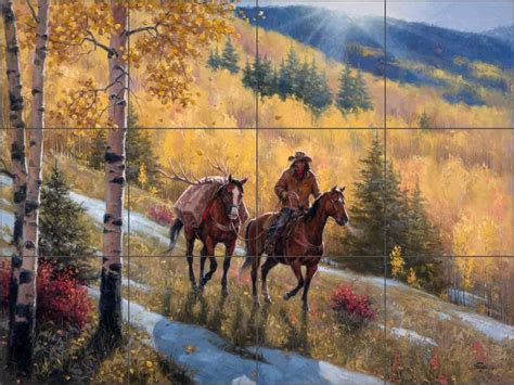 Western Art Tile Mural Backsplash The Glow Of Indian Summer By Jack