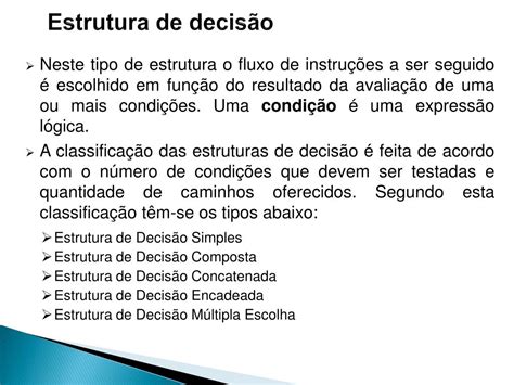 PPT Estrutura de decisão PowerPoint Presentation free download ID