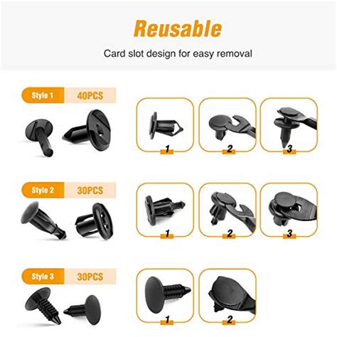 Gooacc Universal Plastic Fender Clips200 Pcs Push Bumper Fastener Rivet Clips With 6 Size Auto