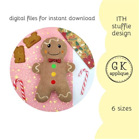 ITH Gingerbread Man Stuffie Design In The Hoop Plushie ITH Etsy