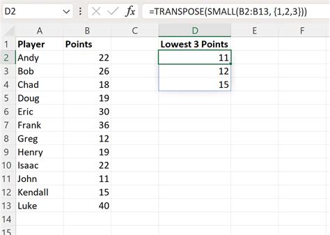 How To Find Lowest 3 Values In Excel With Example