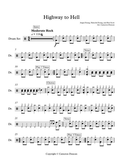 Highway To Hell Drums By Ac Dc Digital Sheet Music For Piano Hot Sex