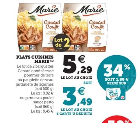 Promo Plats Cuisin S Marie Chez Super U