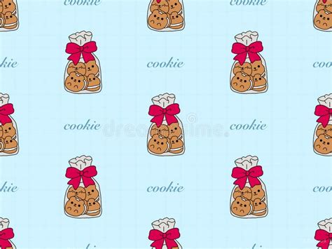 Cookie Seamless Pattern On Blue Background Stock Vector Illustration