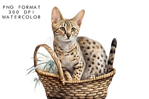 Watercolor Savannah Cat Sublimation Graphic By WatercolorByKr