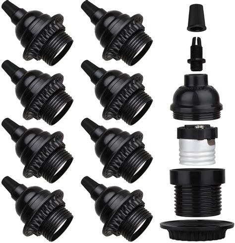 Zevnico 8 Pack E26 E27 Light Sockets Black Medium Screw Base With