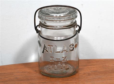 Home And Living Antique 12 Pint Atlas E Z Seal Canning Jar With Wire