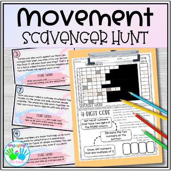 Movement Scavenger Hunt Reading Comprehension Activity By Engaging