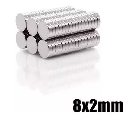 X100 Imanes De Neodimio 8x2 Mm Ultra Potentes Niquelados Envío gratis