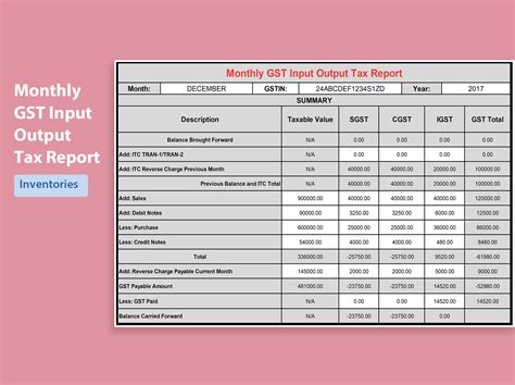 Excel Of Monthly Input And Output Tax Reportxlsx Wps Free Templates