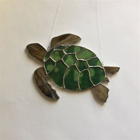 Stained Glass Sea Turtle Suncatcher Stain Glass Green Turtle Ocean