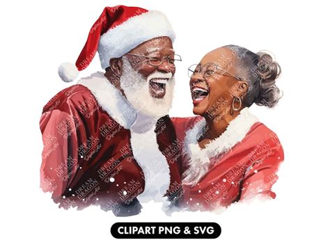 Cheerful Black Mr And Mrs Claus Illustration Svg File Black Couple