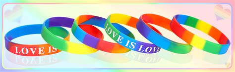 JUNEBRUSHS Pcs Rainbow Gay Pride Silicone Bracelets LGBT Support