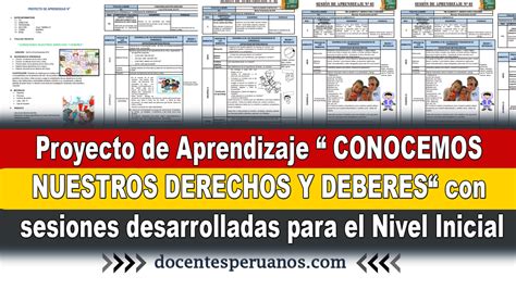 Proyecto De Aprendizaje CONOCEMOS NUESTROS DERECHOS Y DEBERES Con