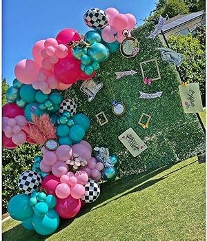 Enanal Alice In Wonderland Balloon Garland Arch Kit Pcs Lake Blue Hot Pink Balloons With