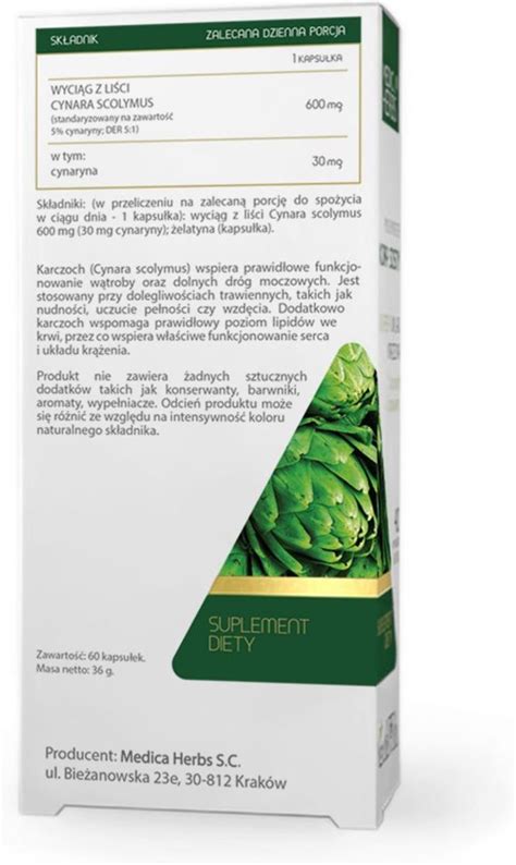 MEDICA HERBS Karczoch 600mg 60 Kaps Opinie I Ceny Na Ceneo Pl