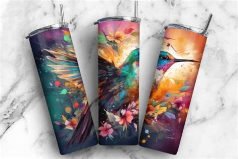 Hummingbird Skinny Tumbler Wrap Png Graphic By Trach Sublimation