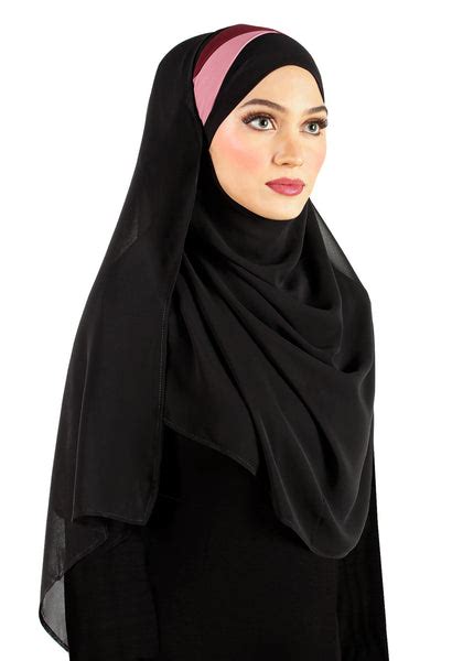 Black Chiffon Wrap Hijab Headscarf With 2 Color Pleats See Video