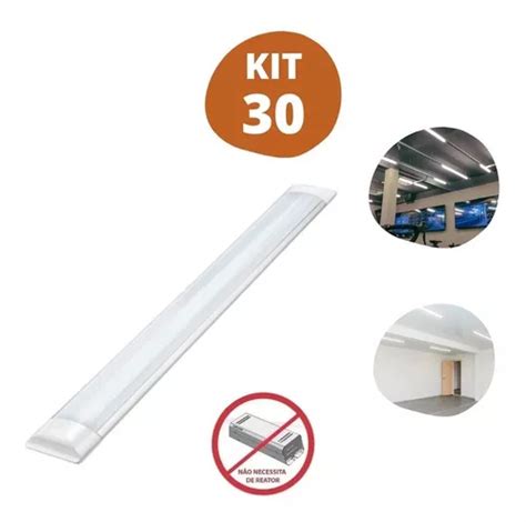 30 Luminária Tubular Sobrepor Led Slim 40w Branco Frio 120cm Frete grátis